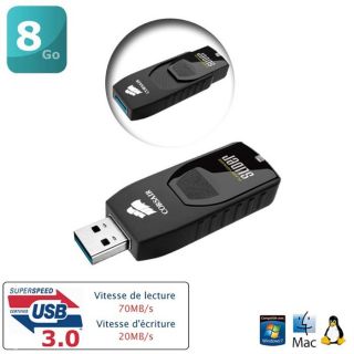 Corsair Flash Voyager Slider 8Go USB3.0   Achat / Vente CLE USB