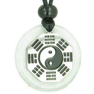 Yin Yang BA GUA Eight Trigrams Amulet White Jade Magic