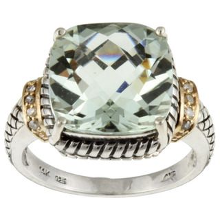 Meredith Leigh 14k Gold and Silver Green Amethyst and Diamond Accent