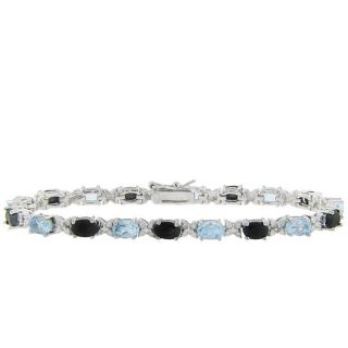 Sterling Silver Blue Topaz, Sapphire and Diamond Accent Bracelet