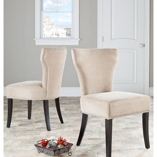Matty Wheat Polyester Nailhead Dining Chairs (Set of 2)