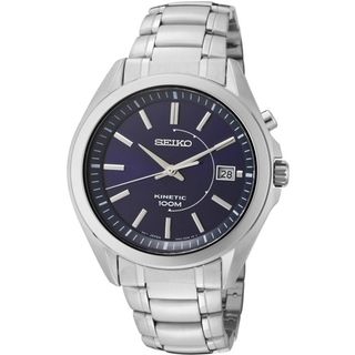 SEIKO Mens Kinetic Blue Dial Stainless Steel Watch