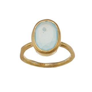 Gold over Silver Blue Chalcedony Oval Ring (Israel)