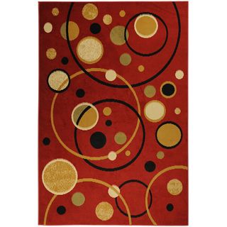 Paterson Collection Contemporary Abstract Circles Red Area Rug (79 x
