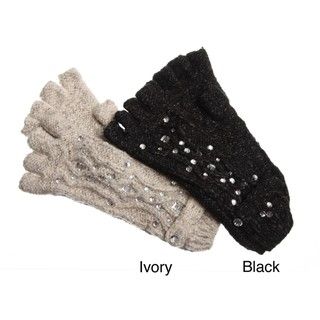 Betsey Johnson Crystal embellished Fingerless Gloves