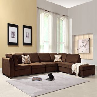 Barnsley Collection Dark Brown Polyester 6 piece Sectional Set