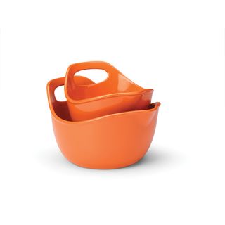 Rachael Ray Orange 2 piece Stoneware Mixing Bowls Set