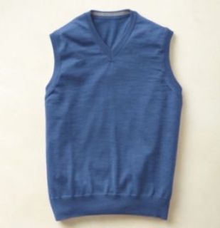 TravelSmith Mens Merino Sweater Vest Parisian Blue XL