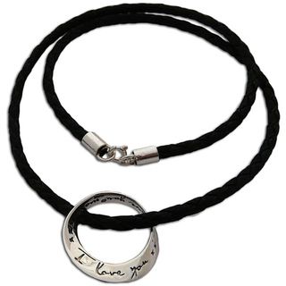 Love You More Mobius Sterling Silver and Leather Necklace