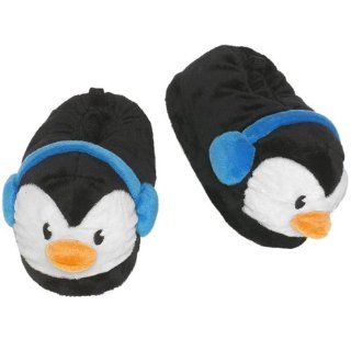 The Childrens Place Girls Black Penguin Slippers Shoes
