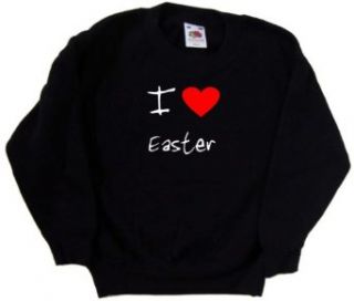 I Love Heart Easter Black Kids Sweatshirt Clothing