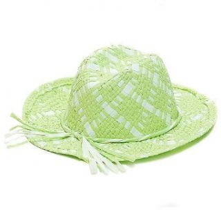 New Girls Green White Straw Cowgirl Hat Dress Up Sophias