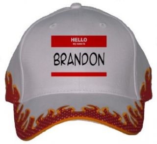 HELLO my name is BRANDON Orange Flame Hat / Baseball Cap
