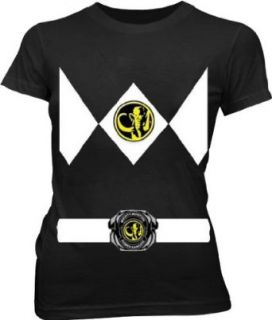 Power Rangers Black Ranger Costume Black Juniors T Shirt