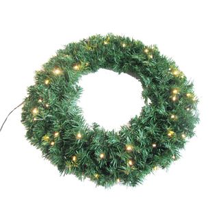Battery Operated 24 inch Wreath with 50 Soft White LED Lights and 250