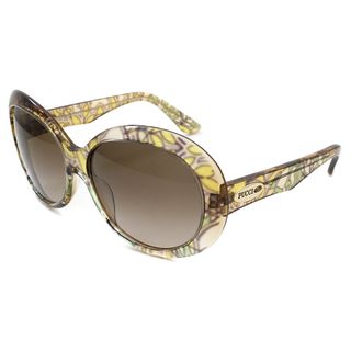 Emilio Pucci Womens 278 Yellow Floral Print Round Sunglasses