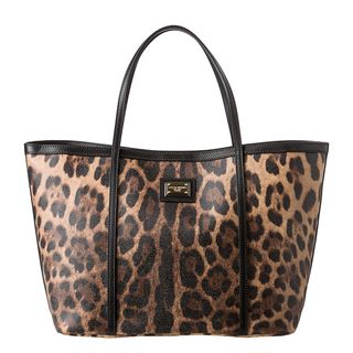 Dolce & Gabbana Tan/ Black Leopard Print Tote Bag