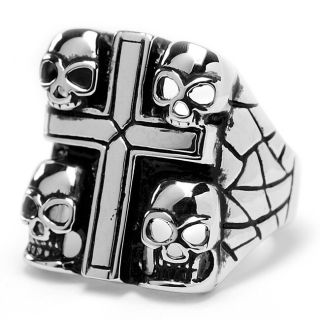 Stainless Steel Cast Cross Skull Ring Today $22.49 5.0 (2 reviews