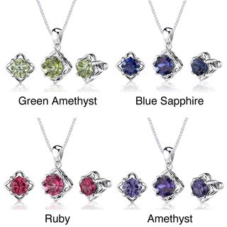 Sterling Silver Concave cut Gemstone Jewelry Set