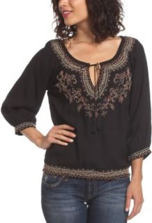 Lucky Brand Womens Elbow Sleeve Tunic Top,Multi,X Large
