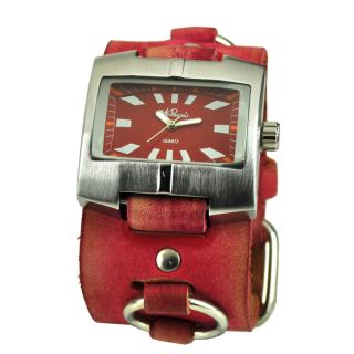 Nemesis Mens Racing Sport Pink Leather Cuff Watch
