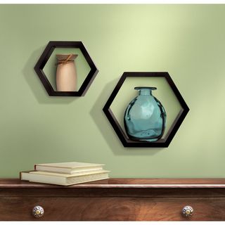 Sarah Peyton Wooden Hexagon Shelves (Pack of 2)