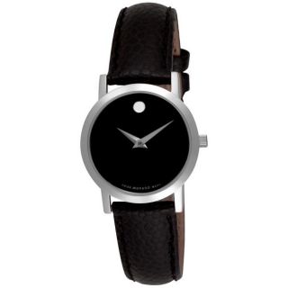 Movado Womens Museum Classic Black Leather Strap Watch
