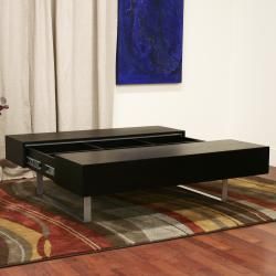 Noemi Black Modern Coffee Table with Storage Compartments