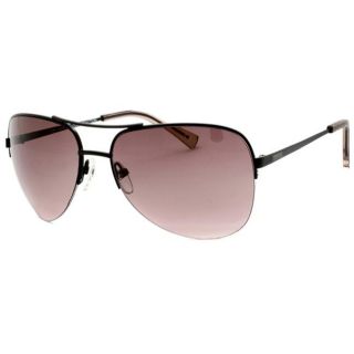 Kenneth Cole Womens Reaction Semi shiny Black Aviator Sunglasses