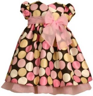 Bonnie Baby Dot Faux Wrap Dress, Brown, 12 Months