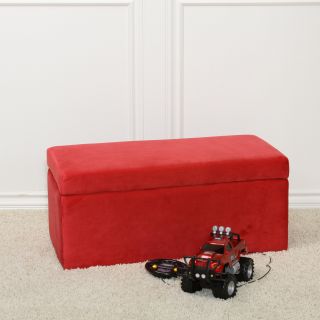 Red Microfiber Bench Storage Ottoman