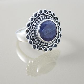 Sterling Silver Faceted Sodalite Bali Ring (Indonesia)