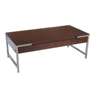Bianco Collection Espresso Modern Dual Drawers Coffee Table