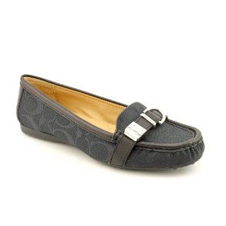  Coach Flores Womens Size 8.5 Black Moc Textile Loafers Shoes Shoes