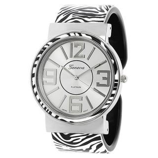 Geneva Platinum Womens Zebra Cuff Watch