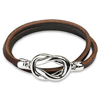 Steel Knot Double Wrap Leather Bracelet