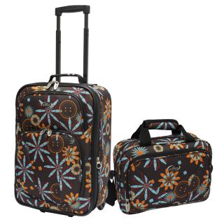 Traveler Chocolate Flower Fashion 2 piece Carry on Luggage Set