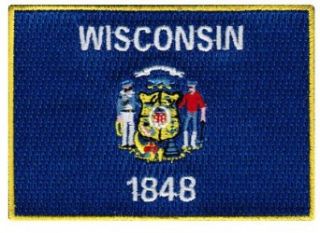 Wisconsin State Flag Embroidered Patch Iron On WI Emblem
