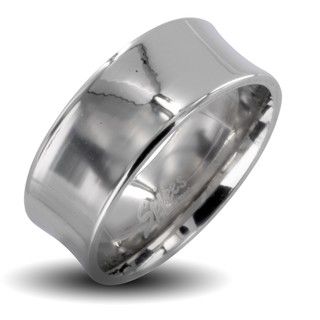 Stainless Steel Mens Polished Concave Ring