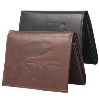 Boston Traveler Mens Genuine Leather Fly Embossed Tri fold Wallet