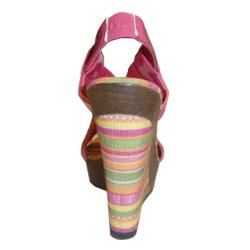 Bucco Womens Albina Pink Wedge Sandals