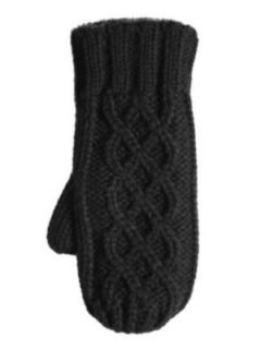 Isotoner Womens Lumpy Black Cable Knit Mittens with