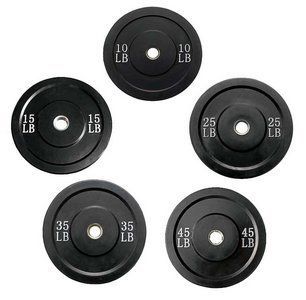 Rubber Bumper Plate Black 5 Pair Set with Ader Plate Rack