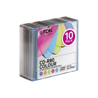 CD vierges TDK 80 10P S JCOLOR   TDK CD R80 Colour   CD R x 10   700