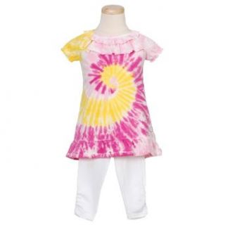 Flapdoodles Pink Spiral Tie Dye Little Girls Outfit 4