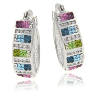 Sterling Silver Multi colored Crystal Hoop Earrings