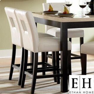 ETHAN HOME Mendoza White Keyhole Counter Height Stool (Set of 2