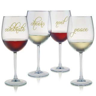 Holiday Embellished All purpose Wine Glasses (4)