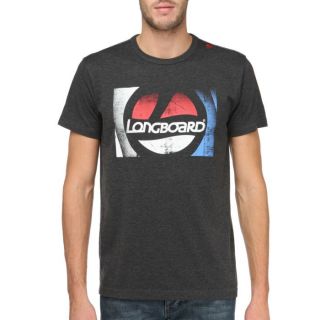 Coloris  anthracite. Tee shirt LONGBOARD Homme, 85 % coton, 15 %