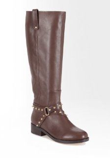 bebe Sophie Studded Knee High Boot Shoes Brown1 9 Shoes